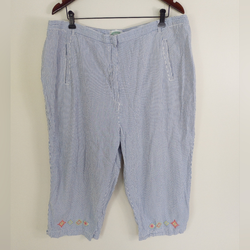 Vintage Tabi Striped Seersucker Cropped Pants Size 20
